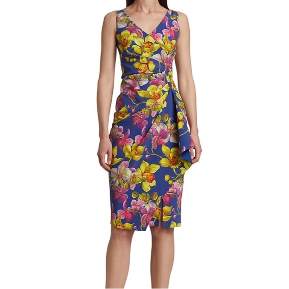 Chiara Boni La Petite Robe Kloty Floral Printed Drape Cocktail Dress size 12 - Picture 1 of 16